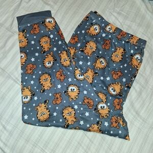 GARFIELD & POOKY!!!! Gray and Orange Cartoon Pajama Bottoms